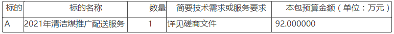 2021年岚山区清洁煤推广配送服务项目