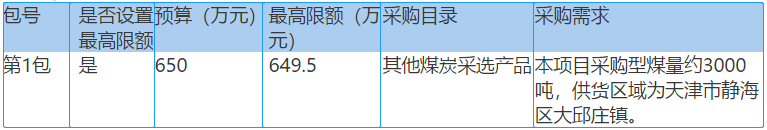 天津市静海区大邱庄镇2021年清洁煤购买项目