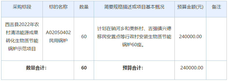 西吉县2022年农村清洁能源成果转化生物质节能锅炉示范项目