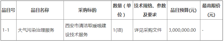 西安市清洁取暖建设技术服务采购项目