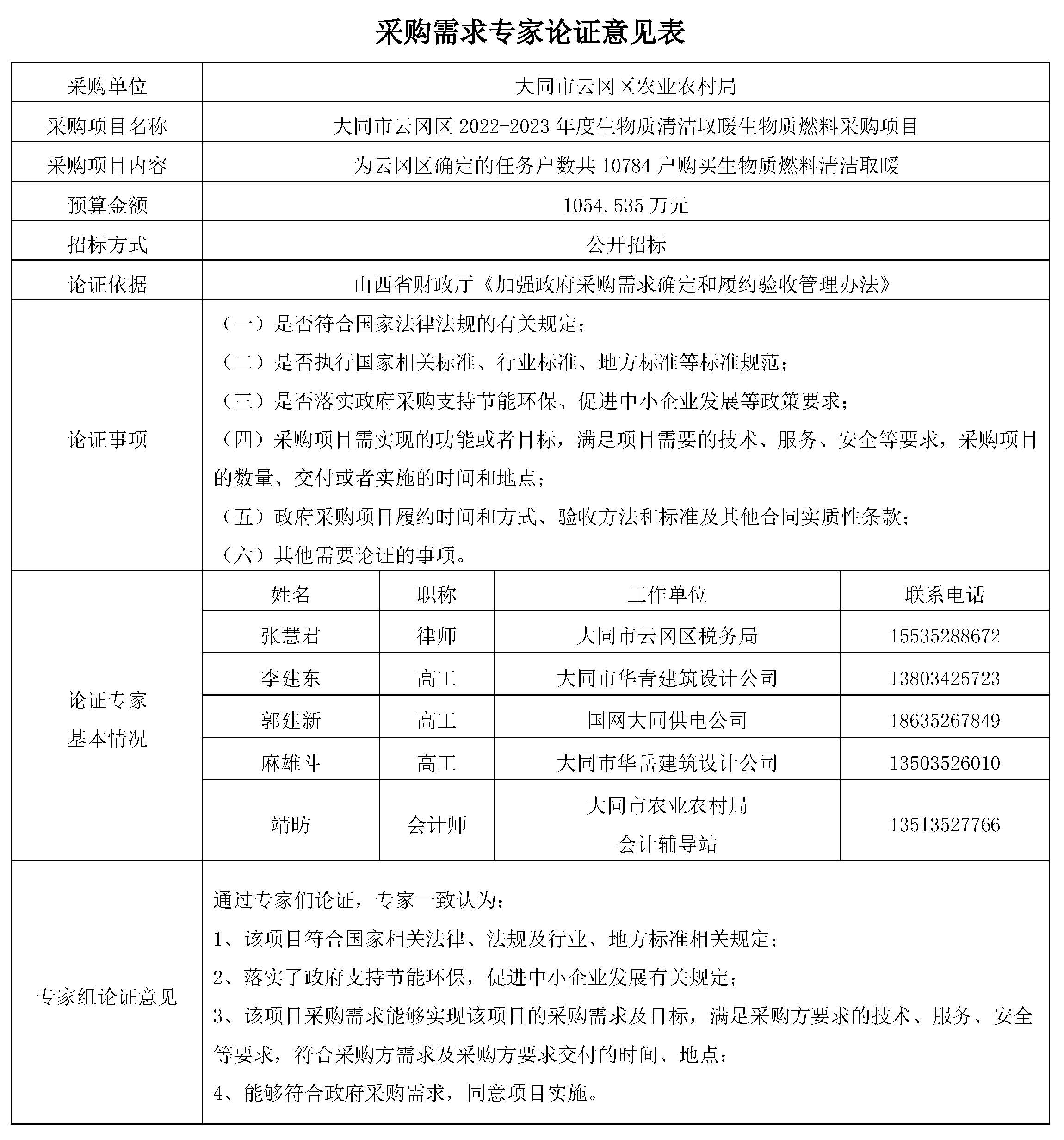 大同市云冈区2022-2023年度生物质清洁取暖生物质燃料采购