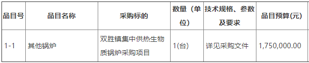 双胜镇集中供热生物质锅炉采购项目